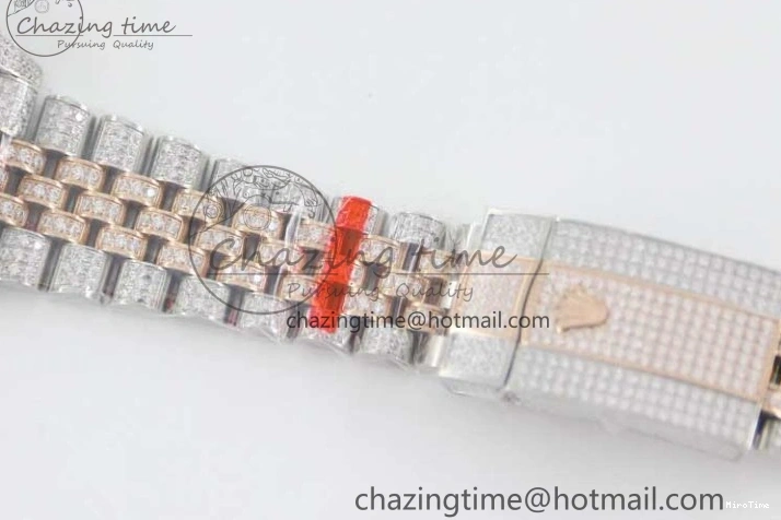 MiroTime 1229 Affordable Datejust 41 SS RG Full Diamonds TWF 1:1 Best Edition Arabic Markers Dial on Jubilee Bracelet A 2385